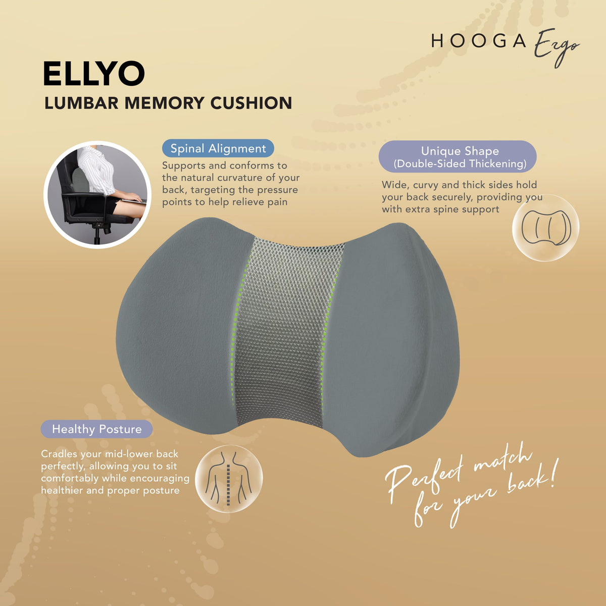 Ellyo Lumbar Memory Cushion
