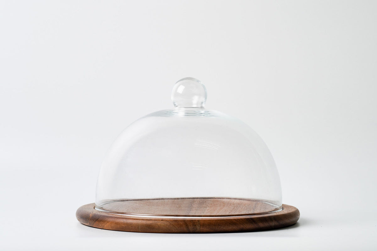 Gienna Acacia Cake Plate With Glass Dome