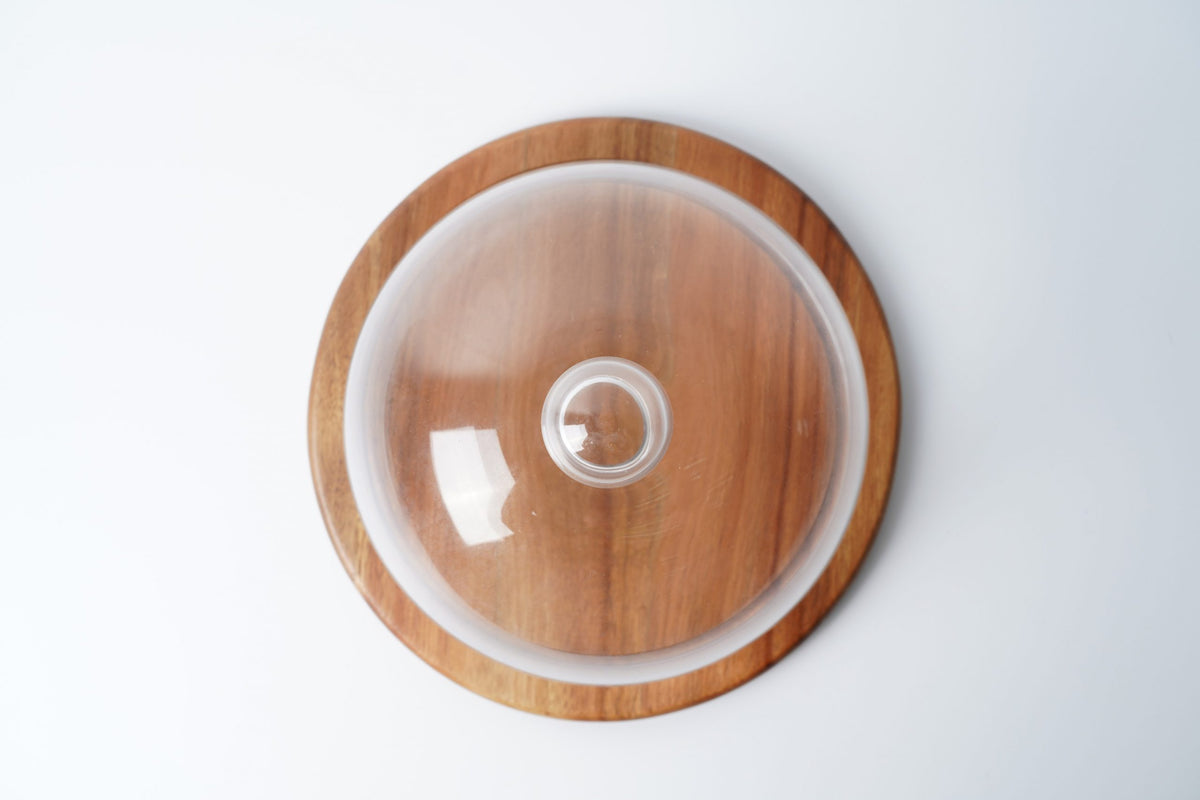 Gienna Acacia Cake Plate With Glass Dome