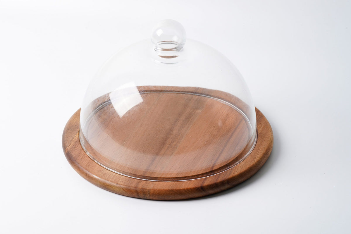 Gienna Acacia Cake Plate With Glass Dome