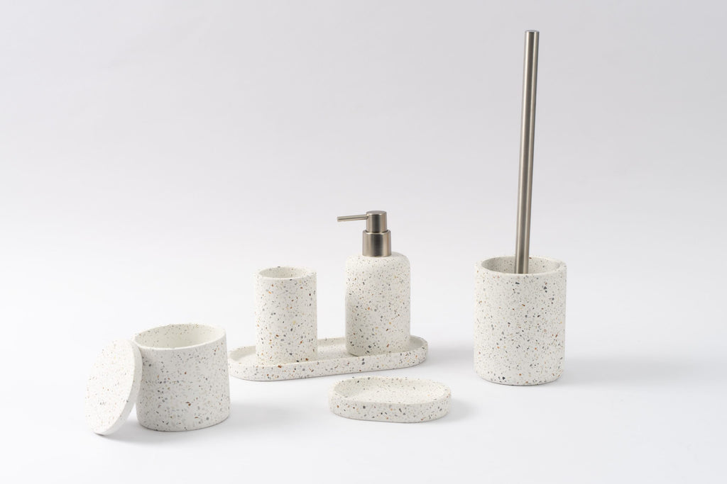 Kayden Bath Accessories | Soap Dispenser | Tumbler | Soap Dish | Tray | Cotton Bud Container | Toilet Brush Holder