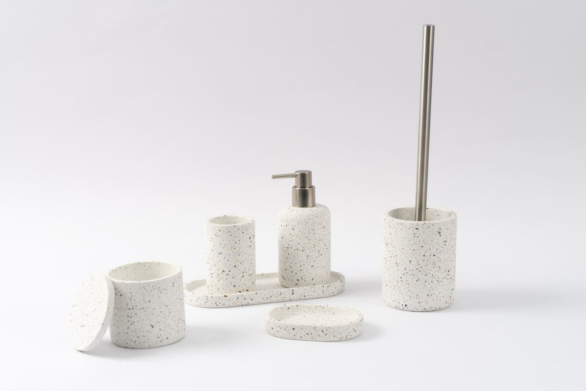 Kayden Bath Accessories | Soap Dispenser | Tumbler | Soap Dish | Tray | Cotton Bud Container | Toilet Brush Holder