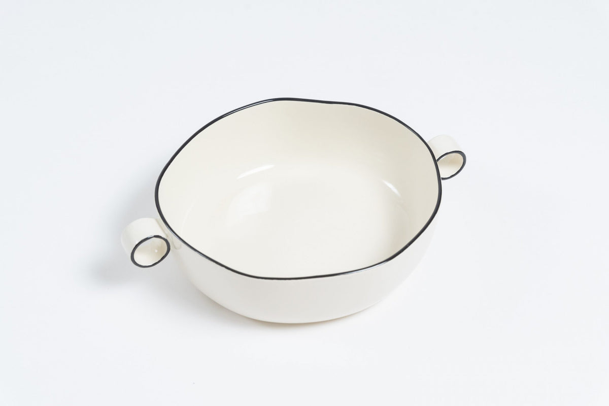 Layla White Serving Bowl With Handle